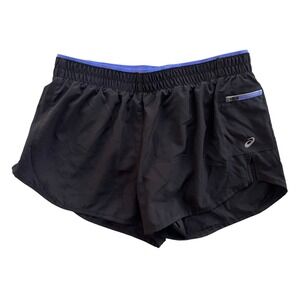 Asics Women S Black Purple Exposed Waistband Lined Running Shorts Athletic Sport
